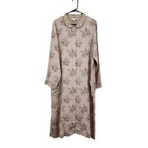 Cachaca Women's Retro 100% Linen Floral Button Front Dress Romantic Cottagecore